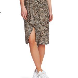 Ruffle Front Leopard Print Pencil Skirt